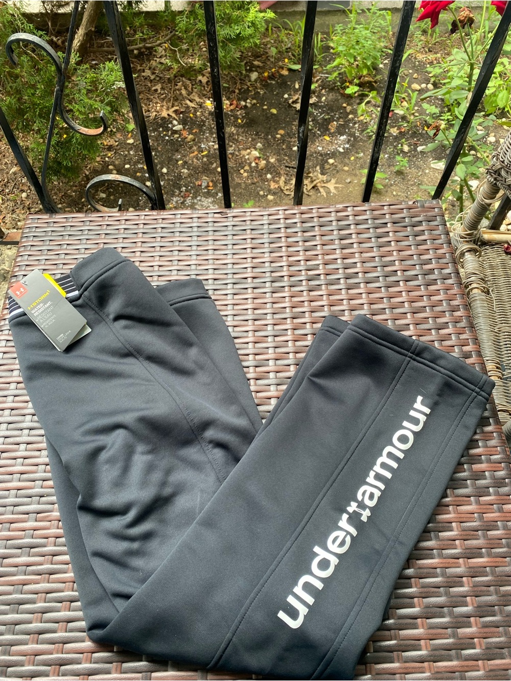 Under Armour Black Sweatpants with White Side Logo - Kids